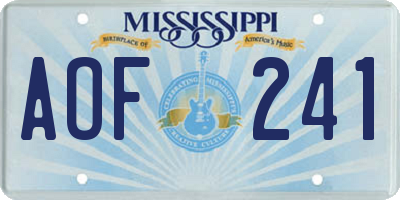 MS license plate AOF241