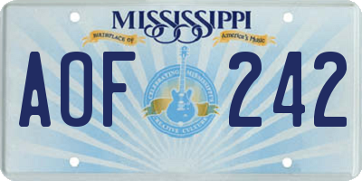 MS license plate AOF242