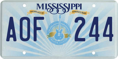 MS license plate AOF244