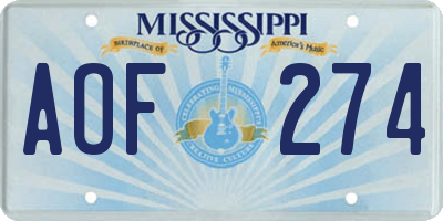 MS license plate AOF274