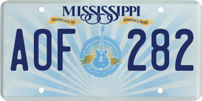 MS license plate AOF282
