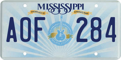 MS license plate AOF284