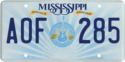 MS license plate AOF285