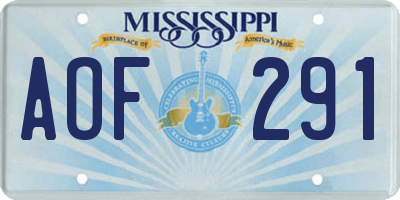 MS license plate AOF291