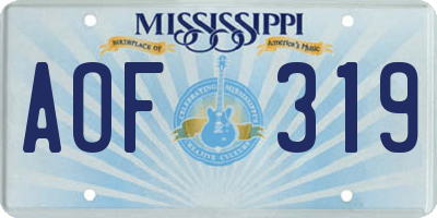 MS license plate AOF319