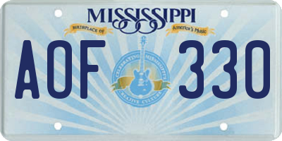 MS license plate AOF330