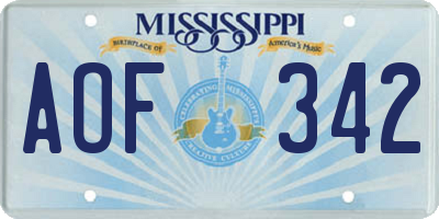 MS license plate AOF342