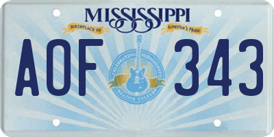 MS license plate AOF343