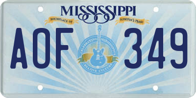MS license plate AOF349