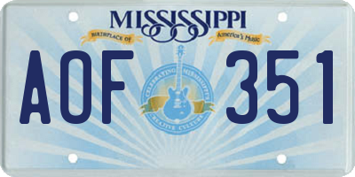 MS license plate AOF351