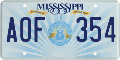MS license plate AOF354