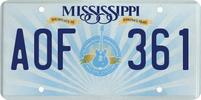 MS license plate AOF361