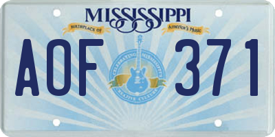 MS license plate AOF371