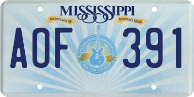MS license plate AOF391