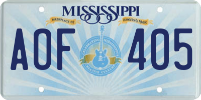 MS license plate AOF405