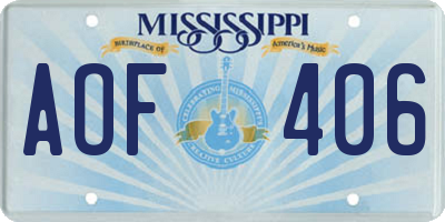 MS license plate AOF406