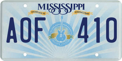 MS license plate AOF410