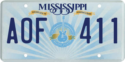 MS license plate AOF411