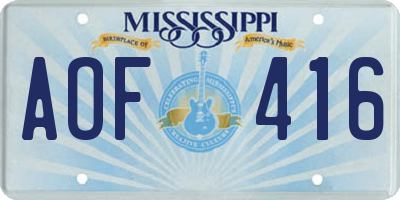 MS license plate AOF416