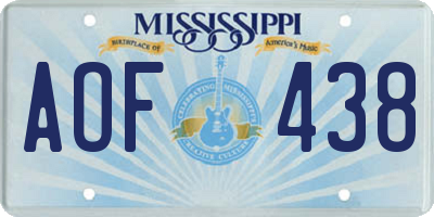 MS license plate AOF438