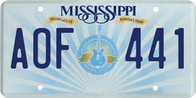 MS license plate AOF441