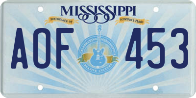 MS license plate AOF453