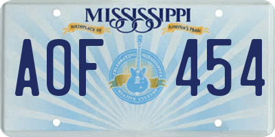 MS license plate AOF454