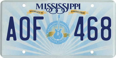MS license plate AOF468