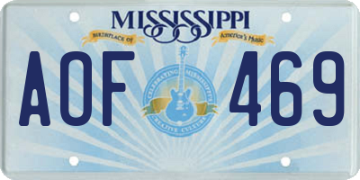 MS license plate AOF469