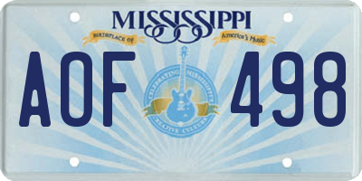 MS license plate AOF498