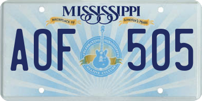 MS license plate AOF505