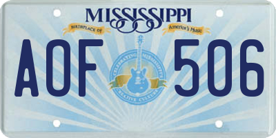MS license plate AOF506