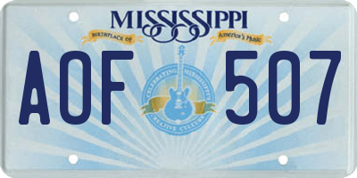 MS license plate AOF507