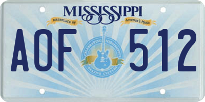 MS license plate AOF512