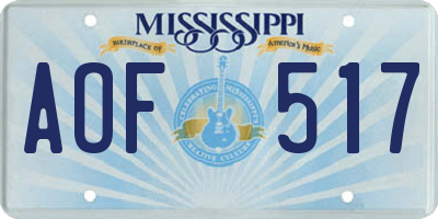 MS license plate AOF517