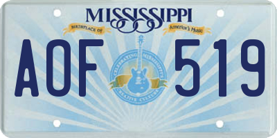 MS license plate AOF519