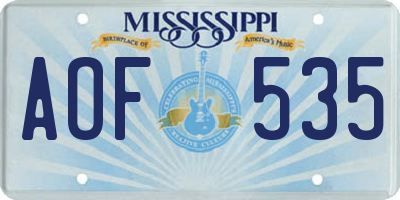 MS license plate AOF535