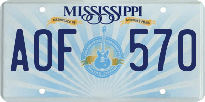 MS license plate AOF570