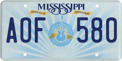 MS license plate AOF580