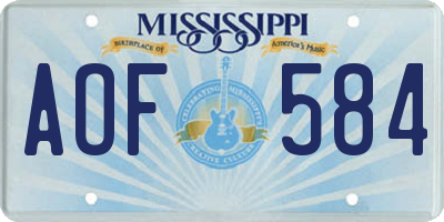 MS license plate AOF584
