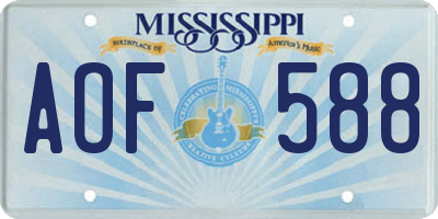 MS license plate AOF588