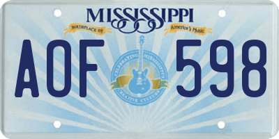MS license plate AOF598