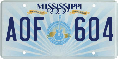 MS license plate AOF604
