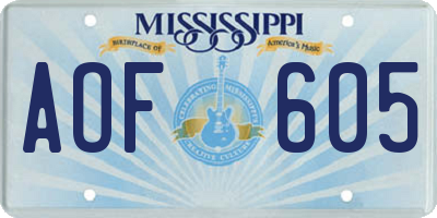 MS license plate AOF605