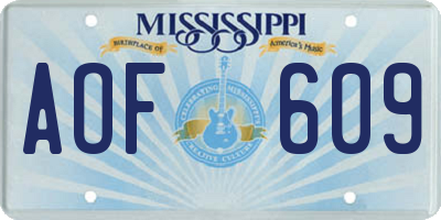 MS license plate AOF609