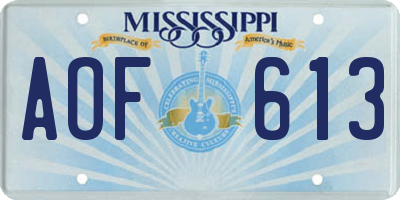 MS license plate AOF613