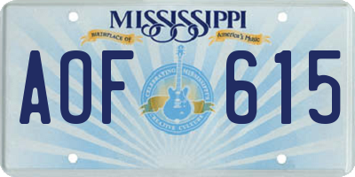 MS license plate AOF615