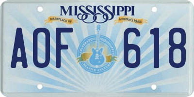 MS license plate AOF618