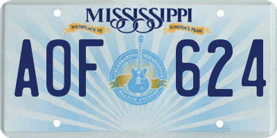 MS license plate AOF624