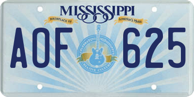 MS license plate AOF625